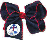 Large St Aloysius Navy with Red Moonstitch with Red Knot Bow